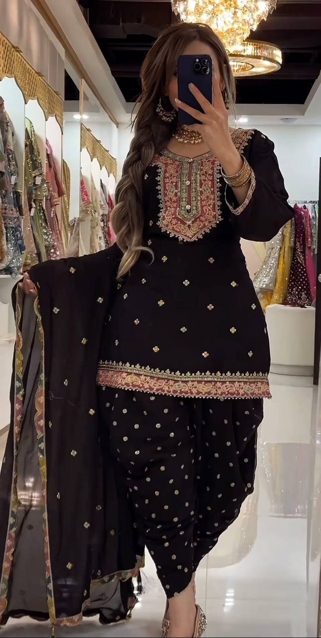 Deep Onyx Embroidered Festive Suit
